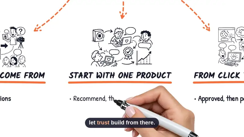 Skribbly video made for this review: the camera pulls back from the last drawn scene and reveals the whole affiliate marketing board as one hand-drawn mind map